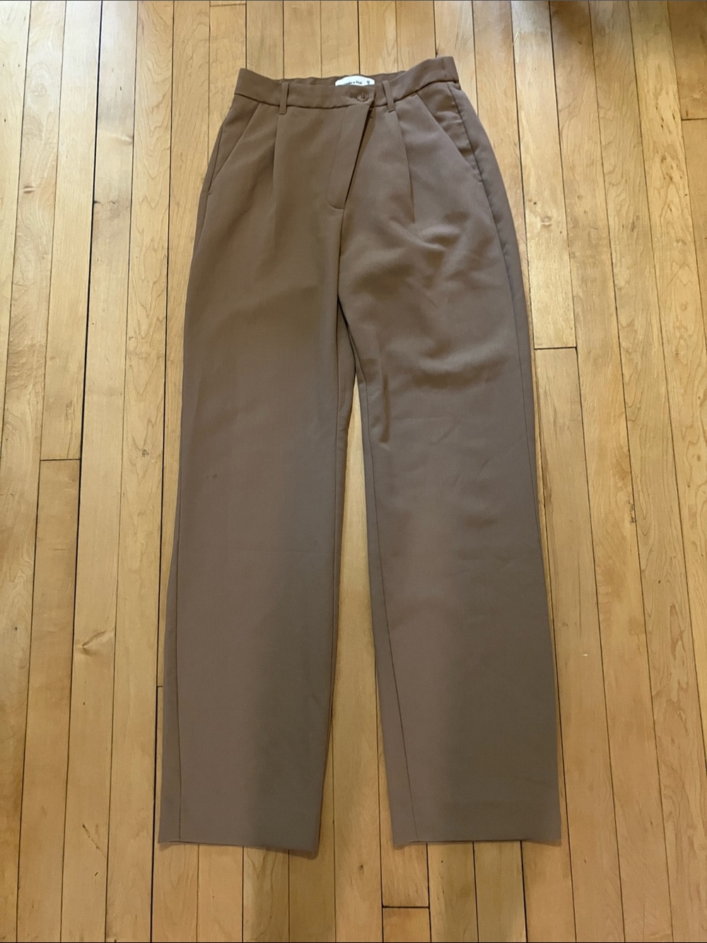 Abercrombie & Fitch Straight Leg Cross Button Trousers Camel Tan Size 26/2 Long